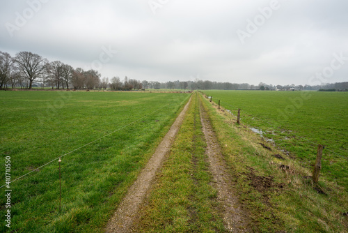 Fields with animals (held for hobby) outside of Loenen at the edge of the IJsselvallei (IJssel valley) in The Netherlands