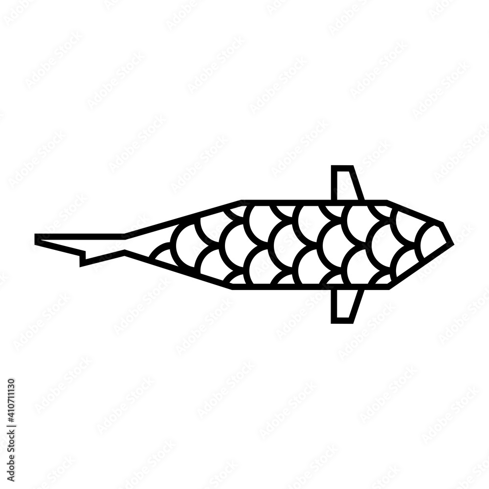 Japanese koi fish logo with scale pattern on white Japanese koi fish logo with scale pattern on white