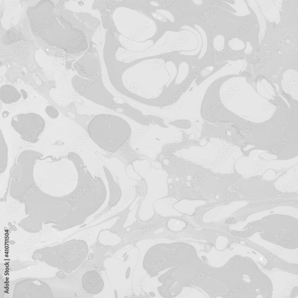 Fototapeta premium White marble ink texture on watercolor paper background. Marble gray stone image. Bath bomb effect. Psychedelic biomorphic art. 