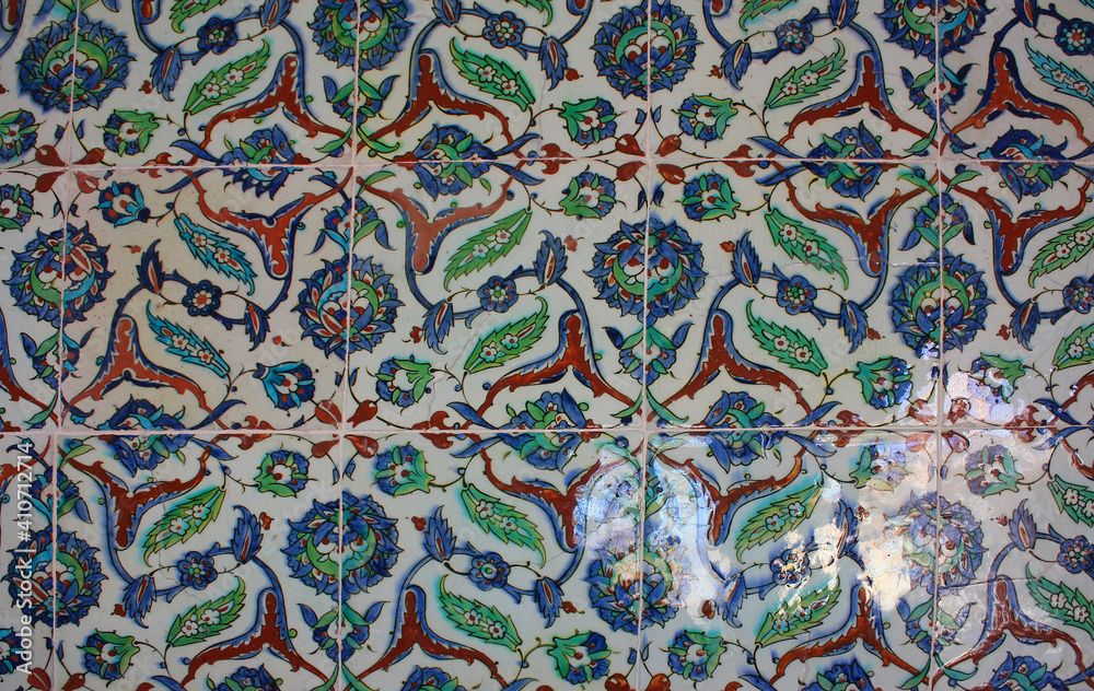 Tiled wall in Topkapi Palace in Istanbul