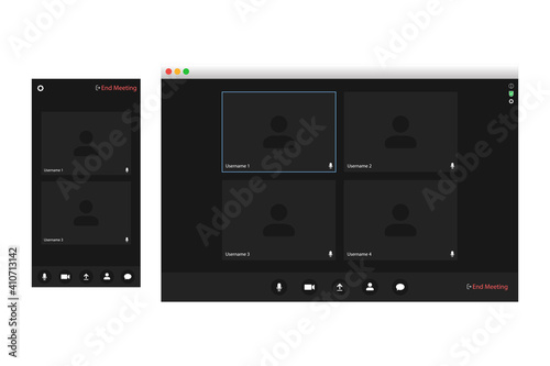 Video conferencing user interface. Video conference icon. Digital communication. Online chat for business seminars. Video conferencing user interface, great design for any purpose.