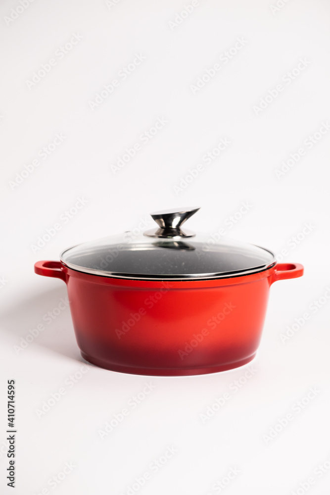 Stainless steel stewpot on white background Stainless steel stewpot on white background