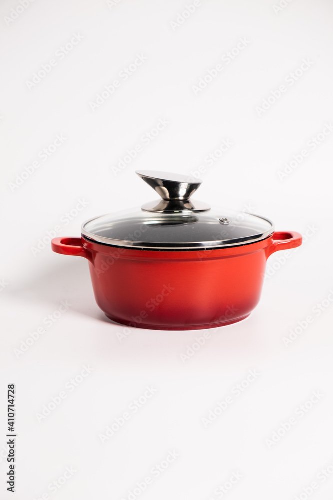 Stainless steel stewpot on white background Stainless steel stewpot on white background