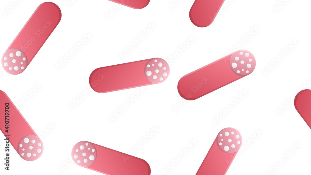 Salami sausages pattern isolated on white background Salami sausages pattern isolated on white background