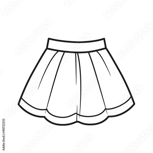 Lush skirt outline for coloring on a white background