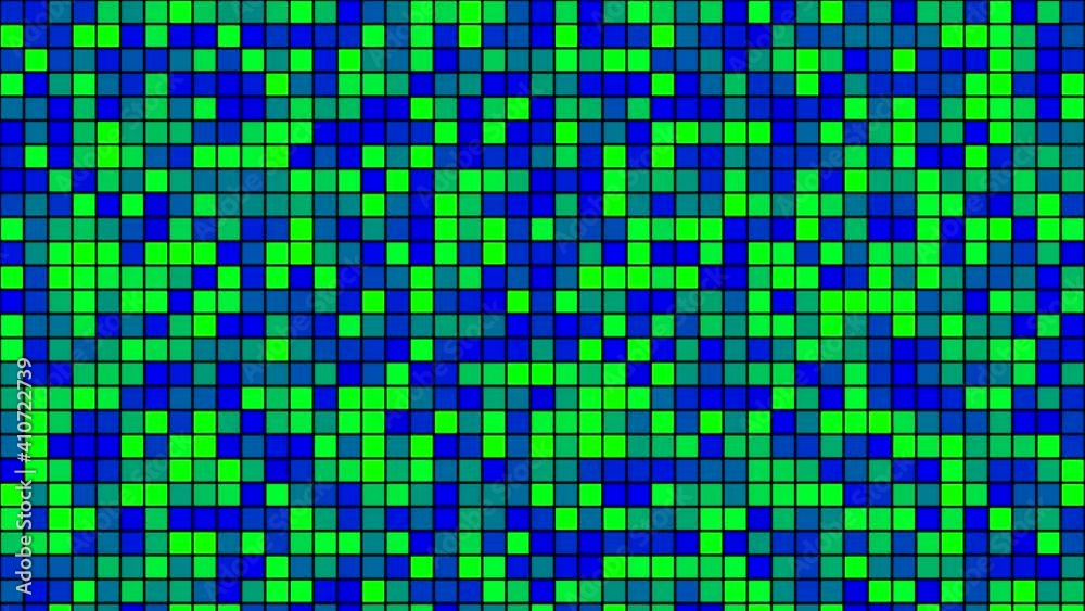 Looped abstract background with shimmering multicolored squares. Animation with noise effect from geometric shapes. Looped abstract background with shimmering multicolored squares. Animation with noise effect from geometric shapes.