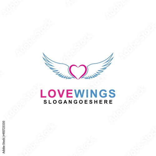 Love wings Logo Template design vector