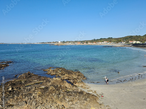 Guernsey Channel Islands, Le Crocq du Sud Rocquaine Bay photo