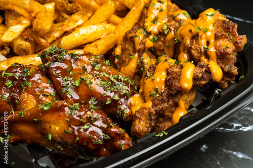 Wings, conch and fries