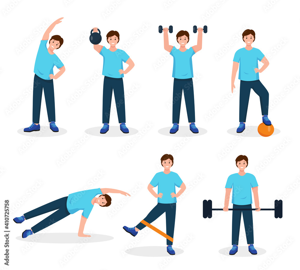 Young man doing sport exercises. Young man doing sport exercises.