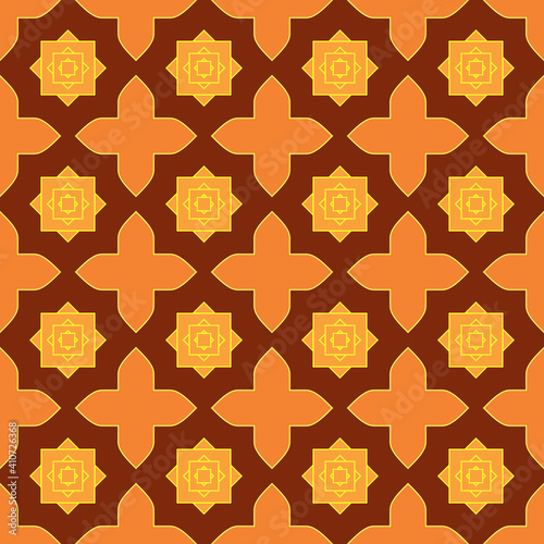 Seamless abstract pattern on Arabic themes. Geometric shapes on a brown background, vector illustration