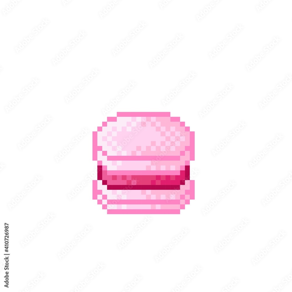Macaron pixel art. Macaron cartoon. Vector illustration. Macaron pixel art. Macaron cartoon. Vector illustration.