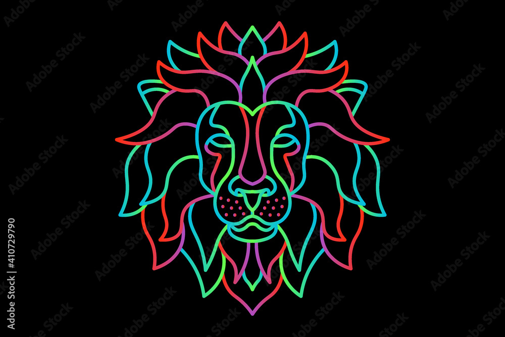 Neon lion's head