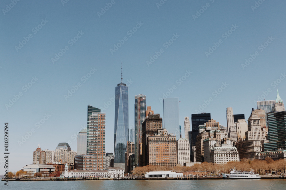View from the river on the Manhattan skyline.