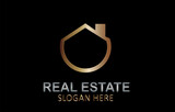 Simple Circle Real Estate Logo Design Vector