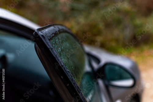 Car trip on rainy day