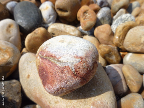 colorful stones at the Hastings Beach  East Sussex  south coast of England  May