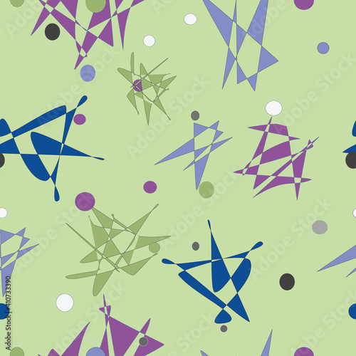 Abstract sharp colorful green purple blue seamless repeat vector pattern surface design