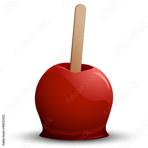 A single isolated red candy apple.
