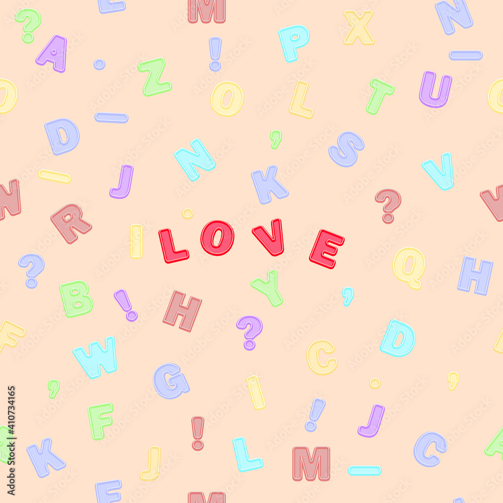 seamless vector pattern multicolored letters and the word love