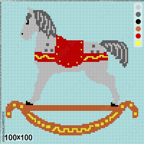 rocking horse toy pattern for embroidery or knitting