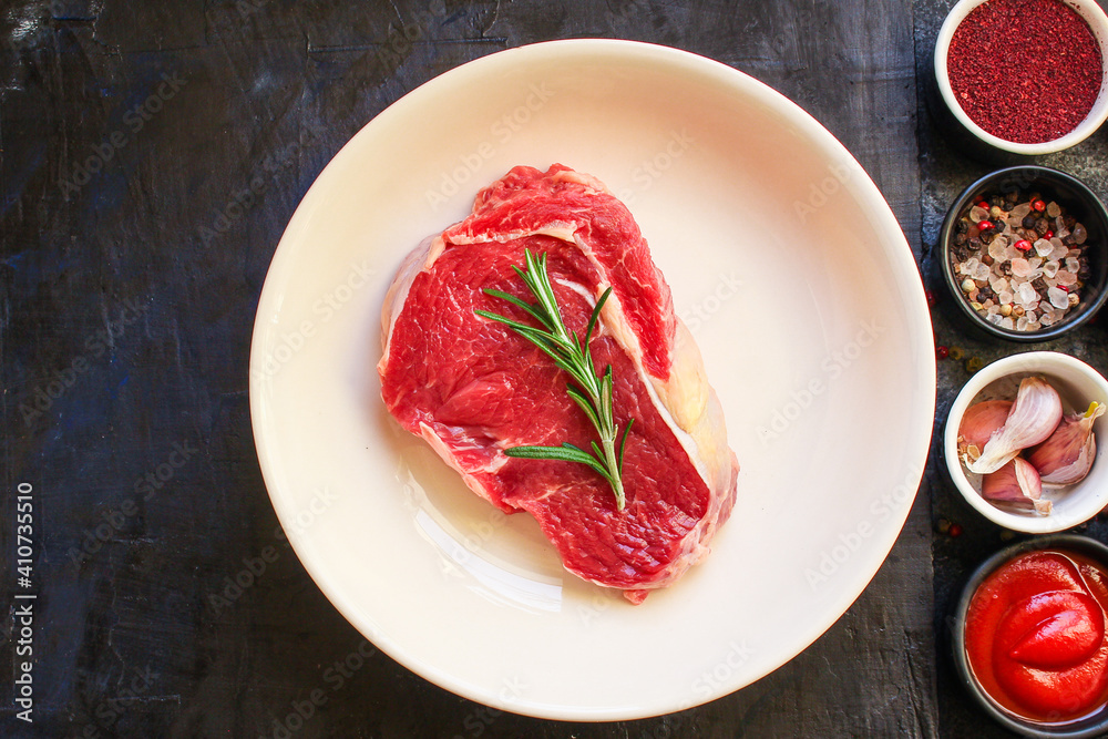 raw steak fresh beef meat portion on the table for healthy meal snack outdoor top view copy space for text food background rustic image raw steak fresh beef meat portion on the table for healthy meal snack outdoor top view copy space for text food background rustic image