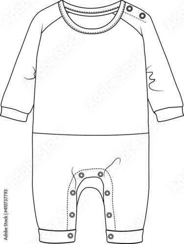 Baby overalls design template flat sketch vector illustration