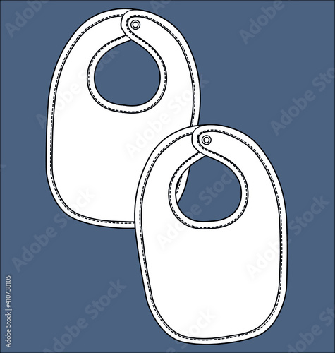 Baby bib design vector flat sketch template photo