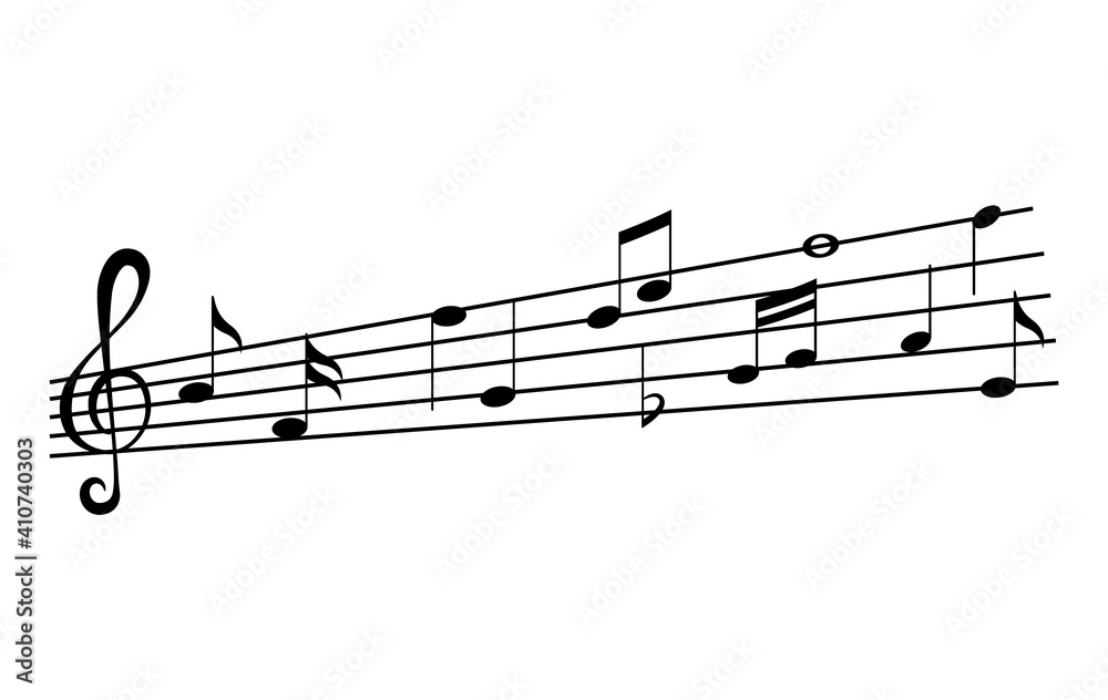 Music notes on staves. Music staff black notes symbols in monochrome style. Abstract row of musical notes and chords collection. Vector musical notation Music notes on staves. Music staff black notes symbols in monochrome style. Abstract row of musical notes and chords collection. Vector musical notation