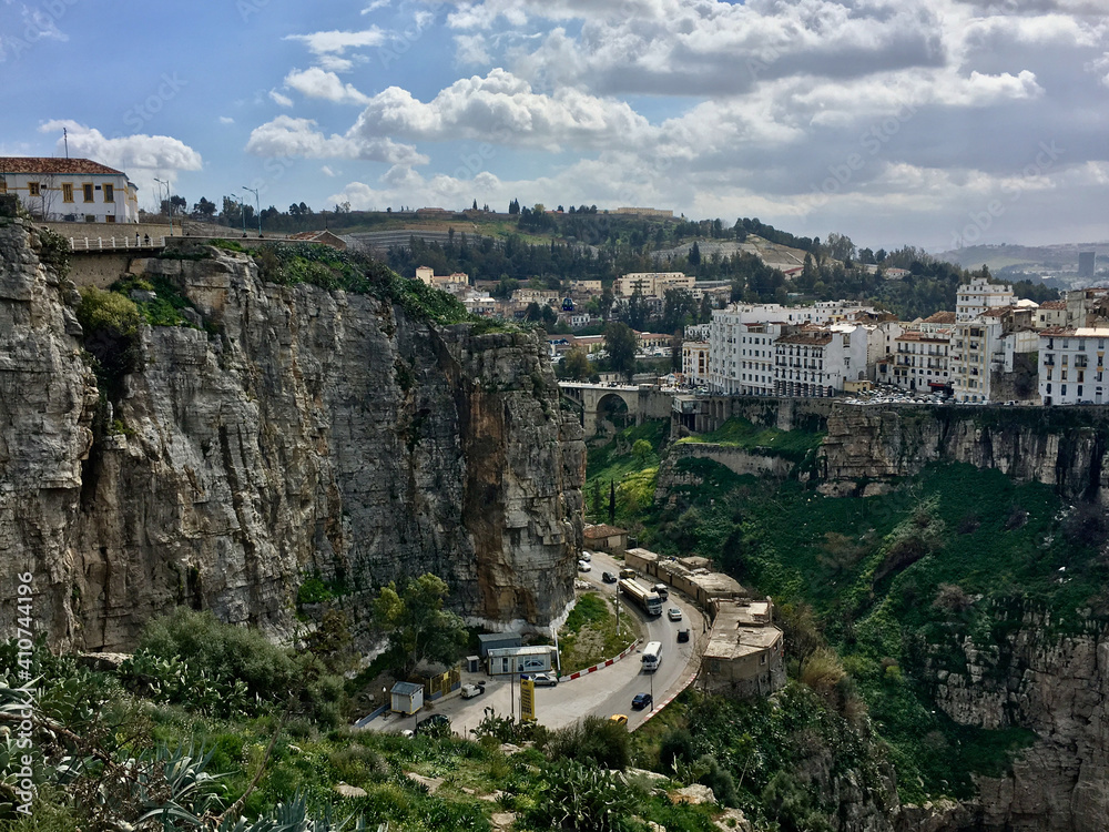 The cliff of near by the suspension bridge or footbridge of Sidi Rasheed.The geography of the city itself is unique.Constantine one of the oldest cities in the world