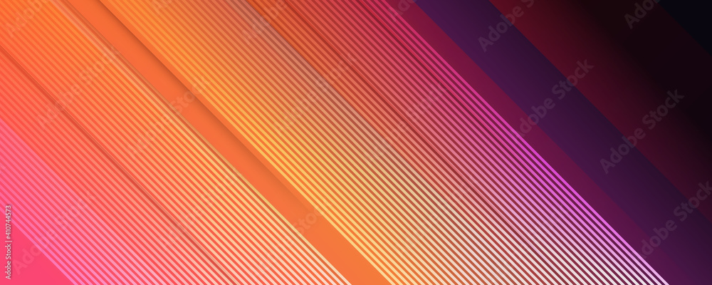 Multicolored tech background, with a geometric 3D structure. Clean, vibrant design with simple, bright, modern forms. 3D render. Blue purple orange yellow lines stripes background - obrazy, fototapety, plakaty 