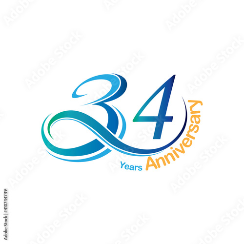 34 years Logo vector template eps for your company, industry purpose ready to use
