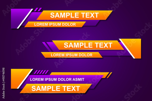 Modern stylish lower third banner template design. Graphic set of Broadcast News Lower Thirds Banner for Television. Vector video headline title
