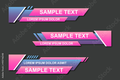 Modern stylish lower third banner template design. Graphic set of Broadcast News Lower Thirds Banner for Television. Vector video headline title