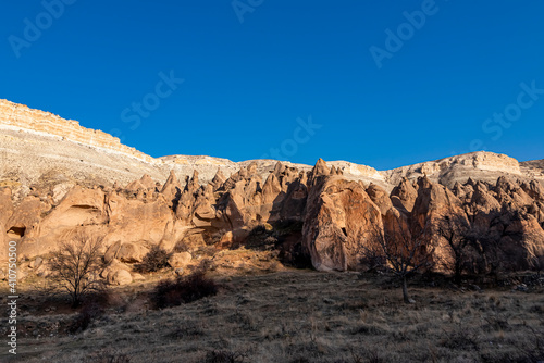 Beautiful historical and touristic places in Zelve valley , fairy chimneys, cave houses, Cappadocia, Nevsehir, Turkey