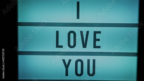 bright sign with i love you written on it