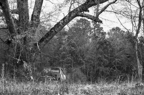 Abandoned Car black and white