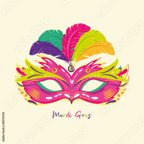 Carnival mask in a mardi gras poster - VEctor