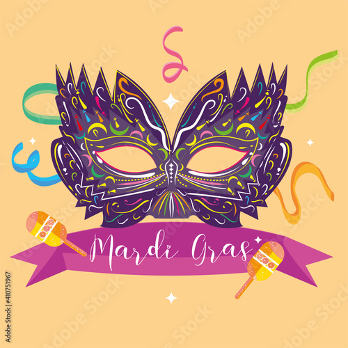 Carnival mask in a mardi gras poster - VEctor