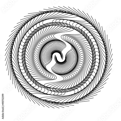 An ornament with a series of abstract lines becomes a work of art resembling a batik ball