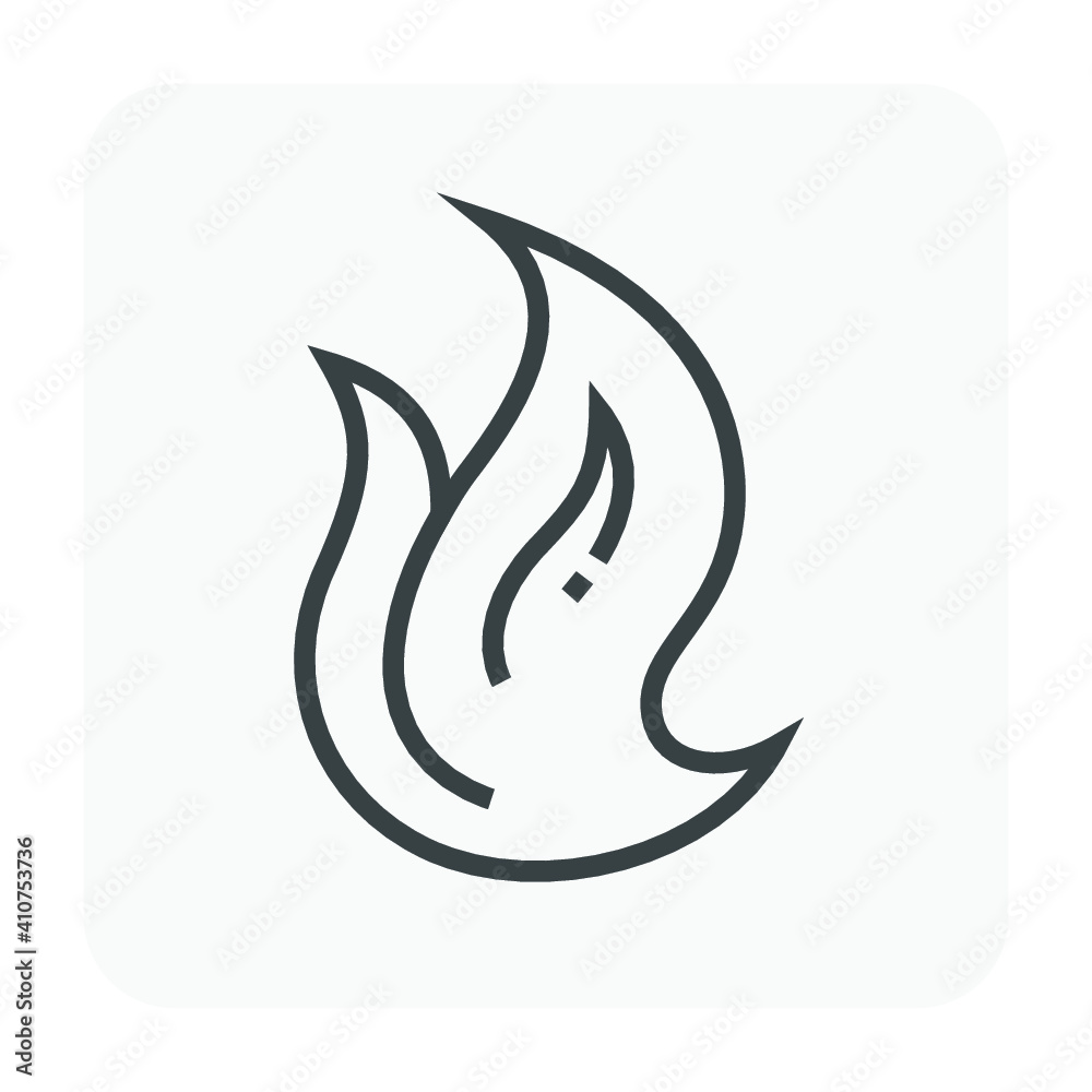 Flame fire vector icon. Also called bonfire or fireball. Abstract shape ...