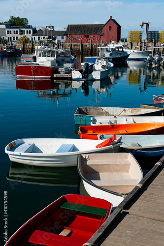 Εκτύπωση καμβά Rockport Harbor with Its Fishing Boats on a Quiet Summer Day in Massachusetts