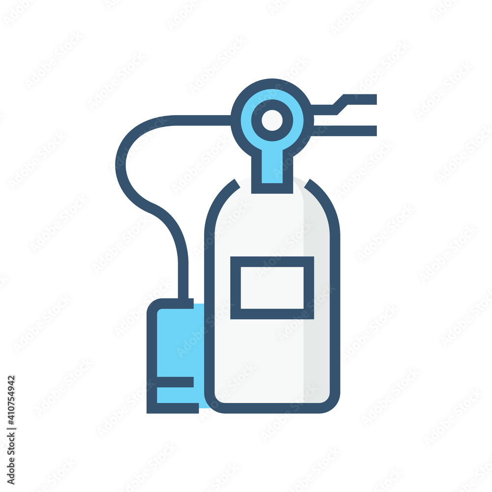 Fire extinguisher vector icon isolated on white. That fire protection device or cylindrical pressure vessel contain dry chemical powder for safety, extinguish or control fire in emergency situation. Fire extinguisher vector icon isolated on white. That fire protection device or cylindrical pressure vessel contain dry chemical powder for safety, extinguish or control fire in emergency situation.