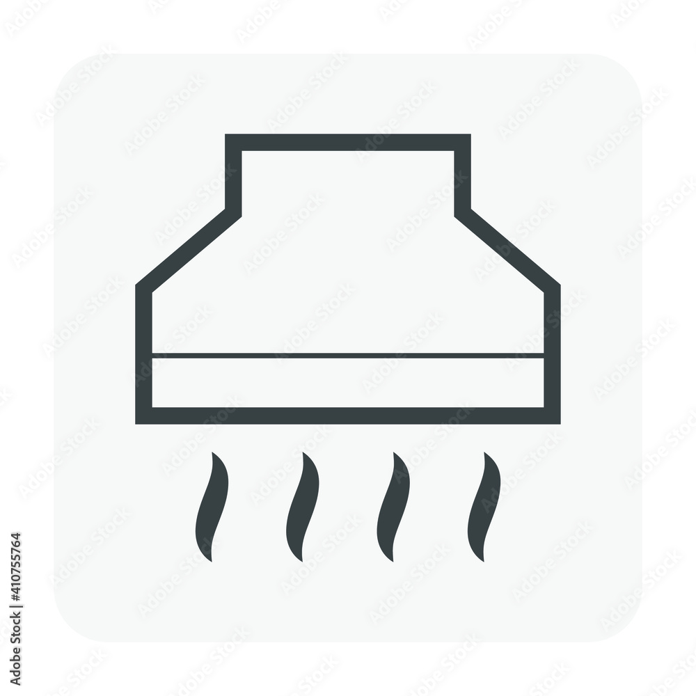 kitchen hood icon. Also called exhaust hood, range hood and cooker hood