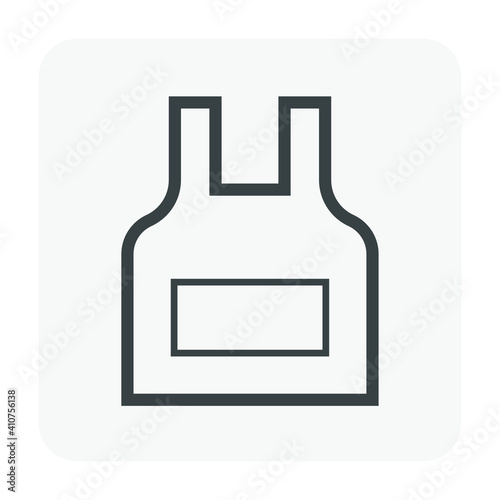 Apron or bib apron icon. That is uniform or garment cover front of body. For chef cooking in kitchen, restaurant. And hygienic reason to protection chef from danger i.e. acid and excessive heat.