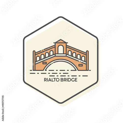 Rialto Bridge Outline Icon Venice, Italy - Landmarks Building Icon Vector Illustration