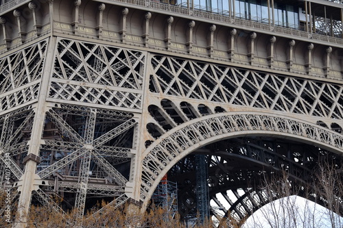 A closeup on the Eiffel Tower