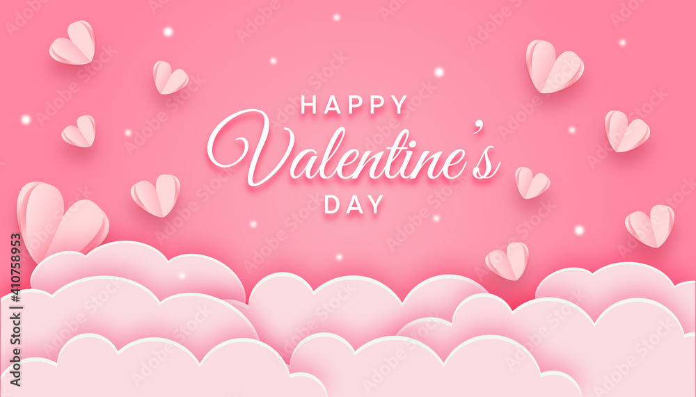 Happy valentines day background concept in paper