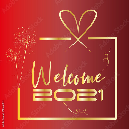 Welcome 2021 card. Happy new year - Vector illustration