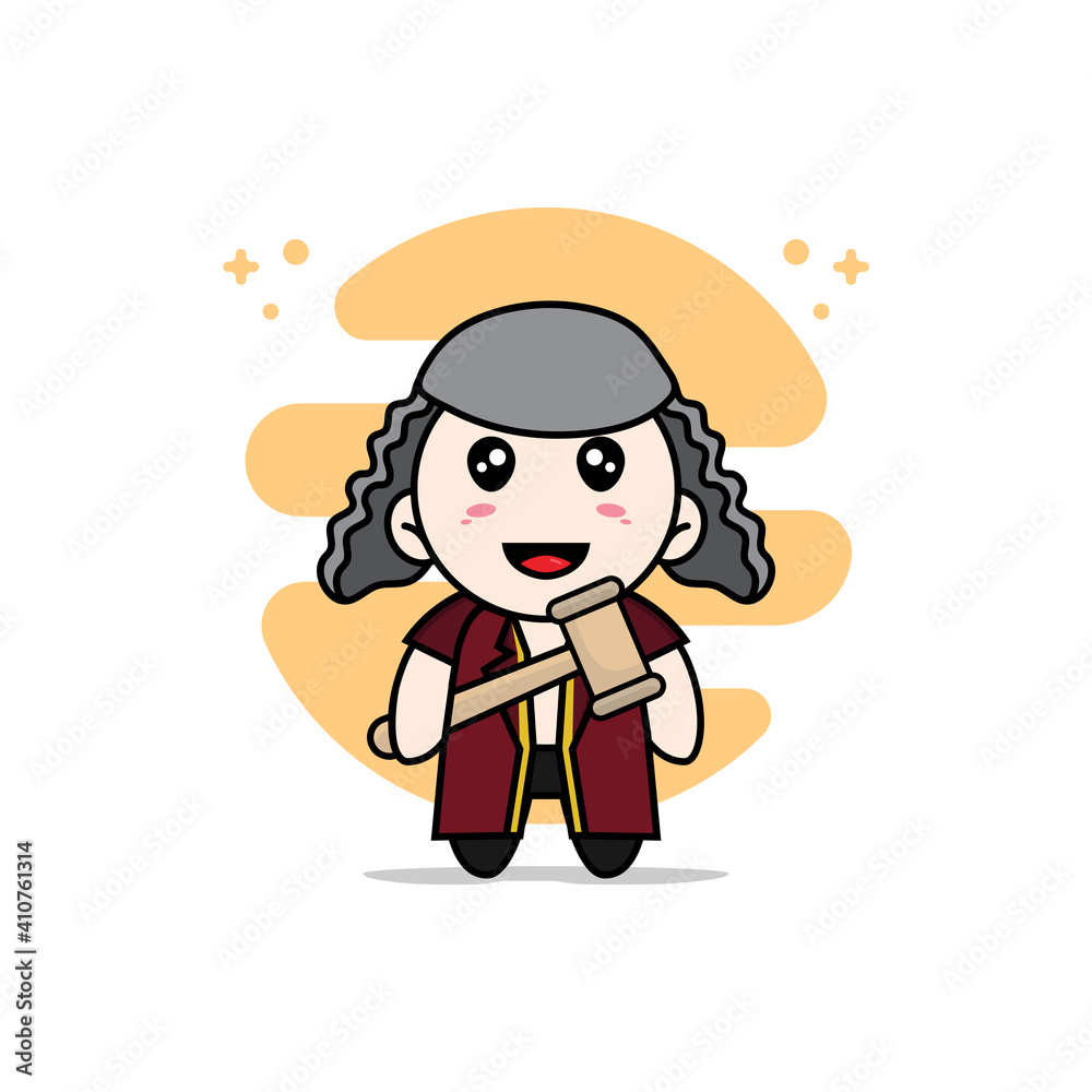 Cute lawyer character design wearing judge costume. Cute lawyer character design wearing judge costume.